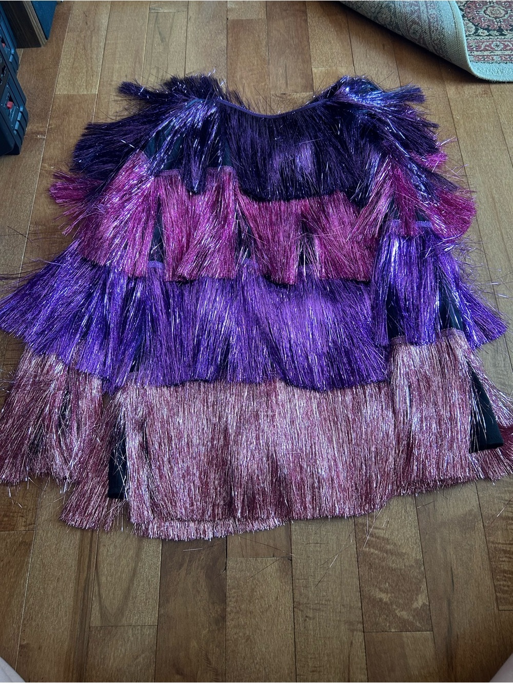Nasty Gal Metallic Tinsel Fringe Open Front Jacket Festival Concert Party Size 6 - Picture 6 of 8